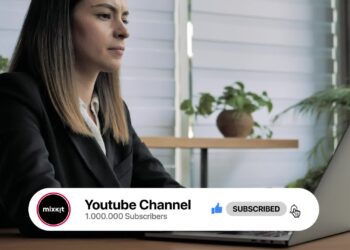 YouTube banner with logo and buttons
