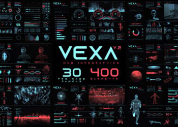Vexa HUD Infographics Essential Graphics | Mogrt